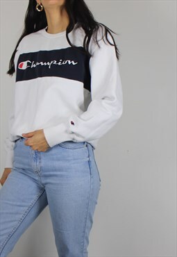 Vintage Champion Sweatshirt Jumper w Spell Out Logo