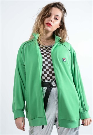 VINTAGE FILA OVERSIZED JACKET IN GREEN WITH LOGO