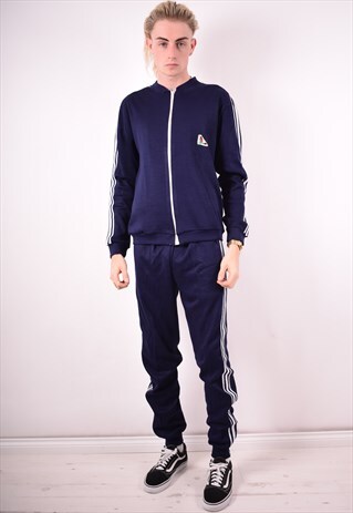 MENS VINTAGE FULL TRACKSUIT MEDIUM NAVY BLUE 90S