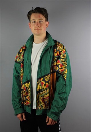 VINTAGE FESTIVAL WINDBREAKER SHELL JACKET IN GREEN WITH POCK