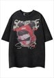 Strange anime t-shirt grunge kidcore tee raver top in black