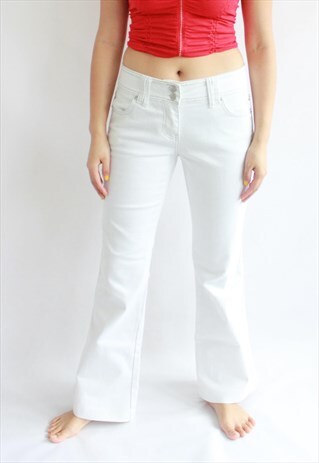 WHITE DENIM FLARE Y2K JEANS