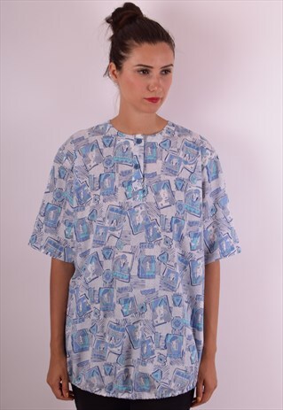VINTAGE BLOUSE WITH CARDS PRINTED (519)