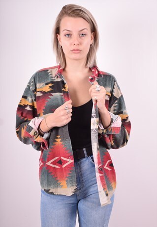 WOOLRICH WOMENS VINTAGE AZTEC FLANNEL SHIRT XL MULTI 90'S