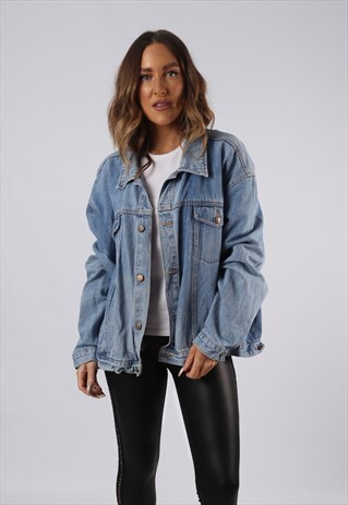 VINTAGE DENIM JACKET OVERSIZED FITTED UK 20 XXXL (C3Y)