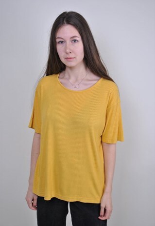 YELLOW STRIPED SHIRT, 90S MINIMALIST TEE