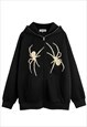 SPIDER WEB HOODIE PATCH PULLOVER GOTHIC SKATER TOP CREAM