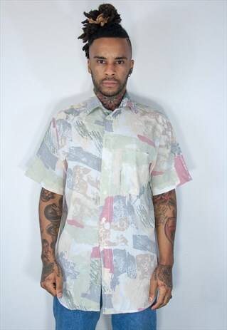 VINTAGE HAWAIIAN CRAZY PATTERNED SHIRT
