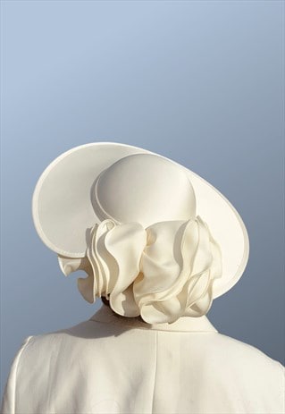 Vintage White Occasion Ascot Hat