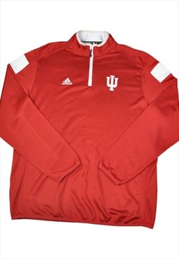 Adidas 1/4 Zip Sweater Red Large