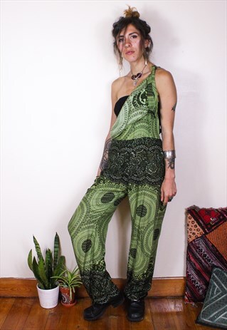 FAIRTRADE GREEN MANDALA JUMPSUIT / DUNGAREES