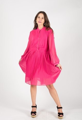 PLEATED MIDI DRESS (PINK)