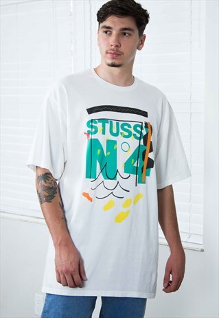 VINTAGE STUSSY T-SHIRT LOGO 90S XL 8.2