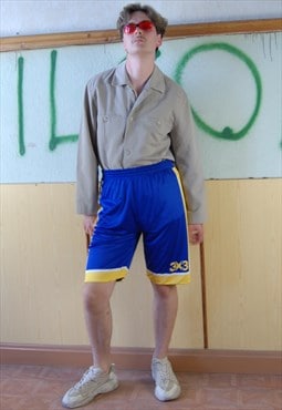 Vintage y2k baggy board football long slip shorts in yellow