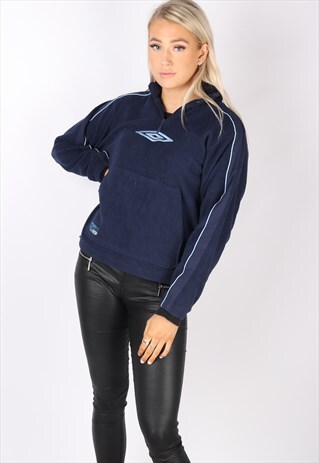 VINTAGE UMBRO SWEATSHIRT JUMPER FLEECE 1/4 ZIP SPELLOUT XS 8