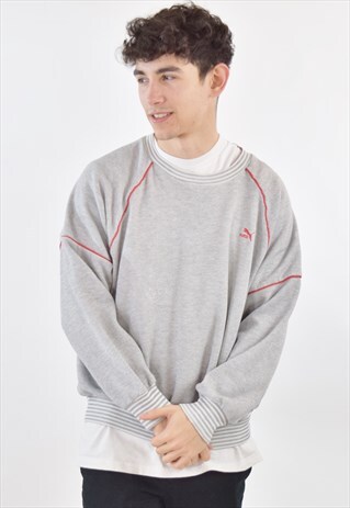 VINTAGE 90S GREY PUMA SWEATSHIRT JUMPER
