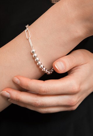 BEAD LINK BRACELET STERLING SILVER