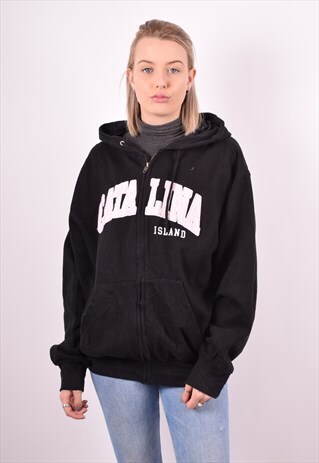 WOMENS VINTAGE HOODIE JACKET XL BLACK 90S