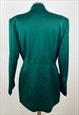 EMERALD GREEN WOOL WOMEN POWER SUIT, DESIGNER BLAZER JACKET