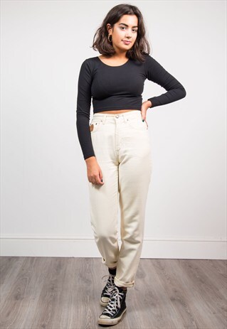VINTAGE 90'S CREAM DENIM MOM JEANS