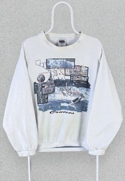 Vintage Tultex White Alaska Graphic Sweatshirt Mens Medium