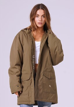 Vintage 90s Green Padded Burberry Parka
