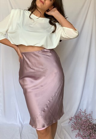 VINTAGE 90S BLUGIRL SATIN SKIRT IN LILAC