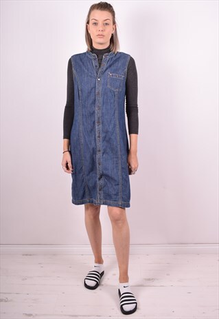 TOMMY HILFIGER WOMENS VINTAGE DENIM DRESS LARGE BLUE 90'S