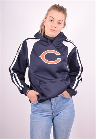 TEAM APPAREL WOMENS VINTAGE HOODIE JUMPER XL NAVY BLUE 90S