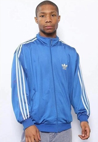 VINTAGE ADIDAS LOGO TRACK TOP JACKET BLUE