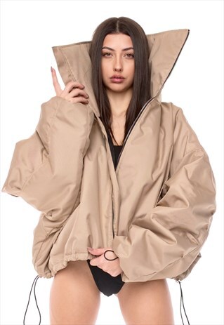 SHORTY OVERSIZED BOMBER JACKET IN MOCCA