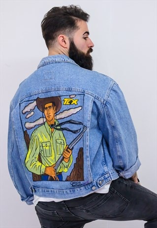 VINTAGE RIFLE "TEX WILLER" HANDPAINTED DENIM JACKET B168