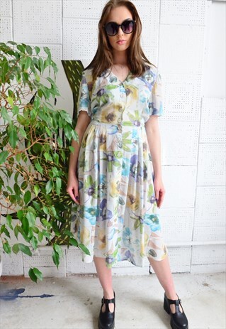 VINTAGE 80S DRESS WITH FLOWERS