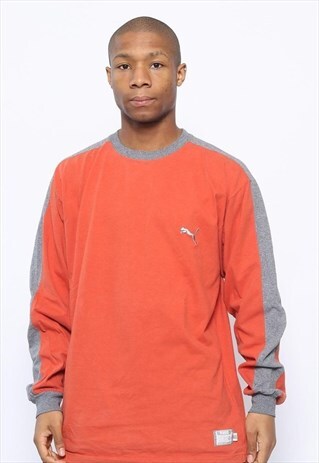 VINTAGE PUMA LOGO LONG SLEEVE T-SHIRT ORANGE