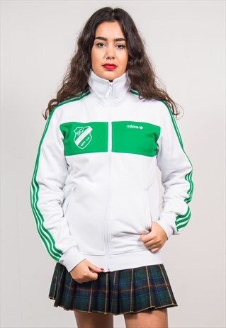 ADIDAS VINTAGE 90'S WHITE & GREEN TRACKSUIT JACKET