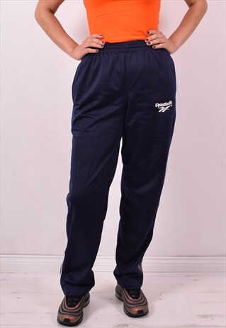 REEBOK WOMENS VINTAGE TRACKSUIT TROUSERS W30 L30 NAVY BLUE 9