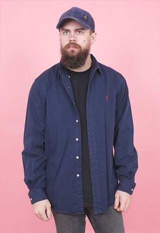 VINTAGE BLUE RALPH LAUREN SHIRT /R8322