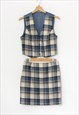 VINTAGE SKIRT AND WAISTCOAT SET IN PLAID PATTERN WOOL