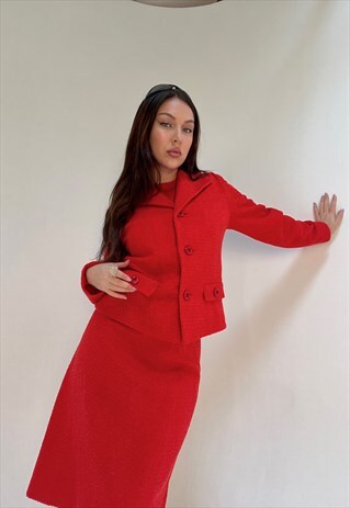 RED 80S HAND MADE 3 PIECE SUIT