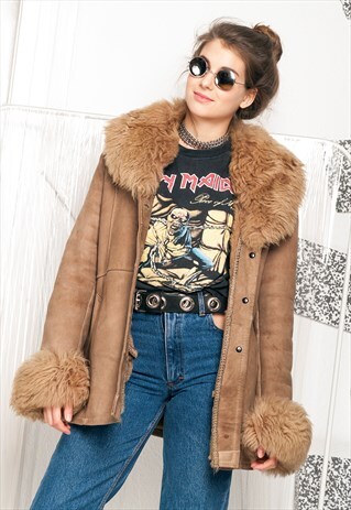 70S VINTAGE SHEARLING PENNY LANE COAT