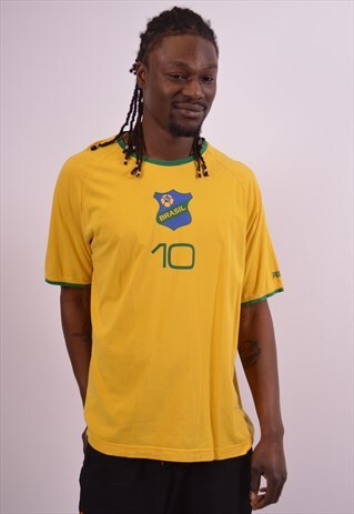 PUMA MENS VINTAGE T-SHIRT TOP XL YELLOW 90S