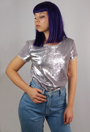VINTAGE 90'S ROSE GOLD SEQUINS TOP