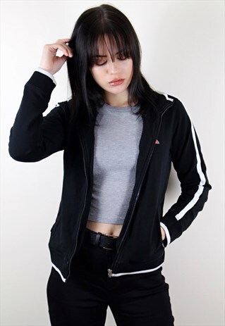 VINTAGE BLACK ELLESSE TRACK ZIP UP JACKET/JUMPER