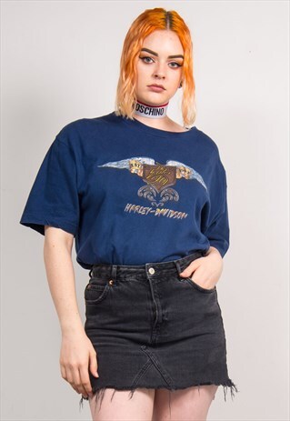 HARLEY-DAVIDSON VINTAGE 90'S BLUE T-SHIRT