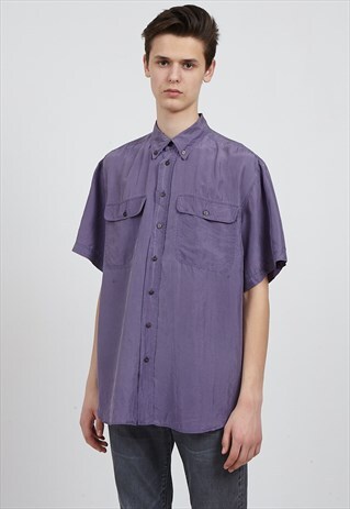 VINTAGE PURPLE GALILEO SHORT SLEEVE SILK SHIRT