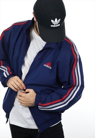 VINTAGE 90S ADIDAS WINDBREAKER JACKET BLUE