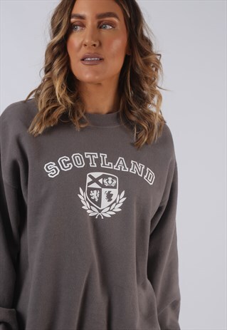 VINTAGE SWEATSHIRT SCOTLAND OVERSIZED LOGO UK 14 (9L2Y)