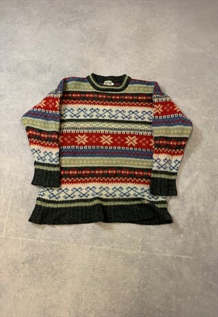 VINTAGE KNITTED JUMPER ABSTRACT PATTERNED KNIT SWEATER