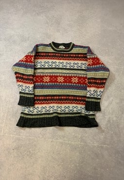 Vintage Knitted Jumper Abstract Patterned Knit Sweater