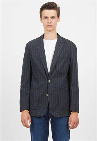 VINTAGE BLACK NAVY HUGO BOSS STRIPED BLAZER JACKET
